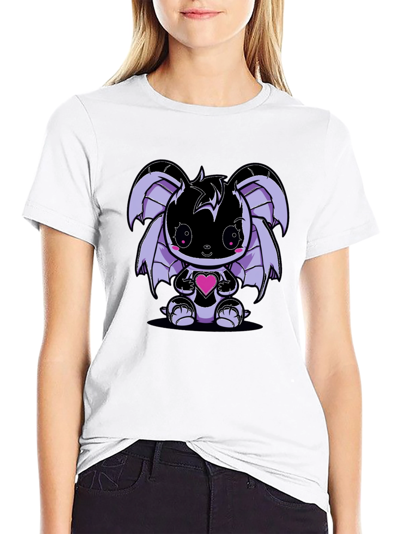 Cute Kawaii Bat Holding Heart T-Shirt