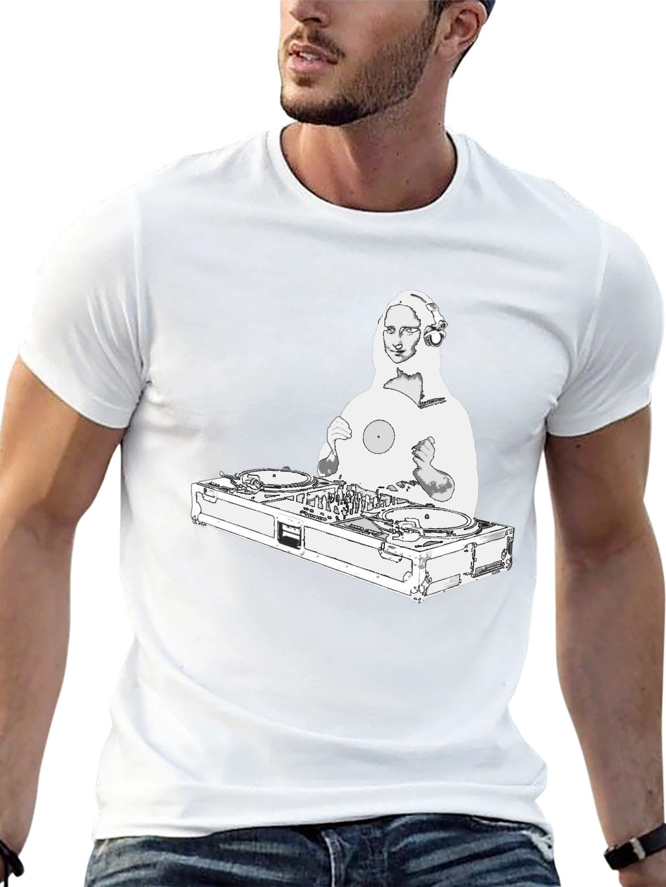 DJ Mona Lisa Graphic Tee - Black Crew Neck