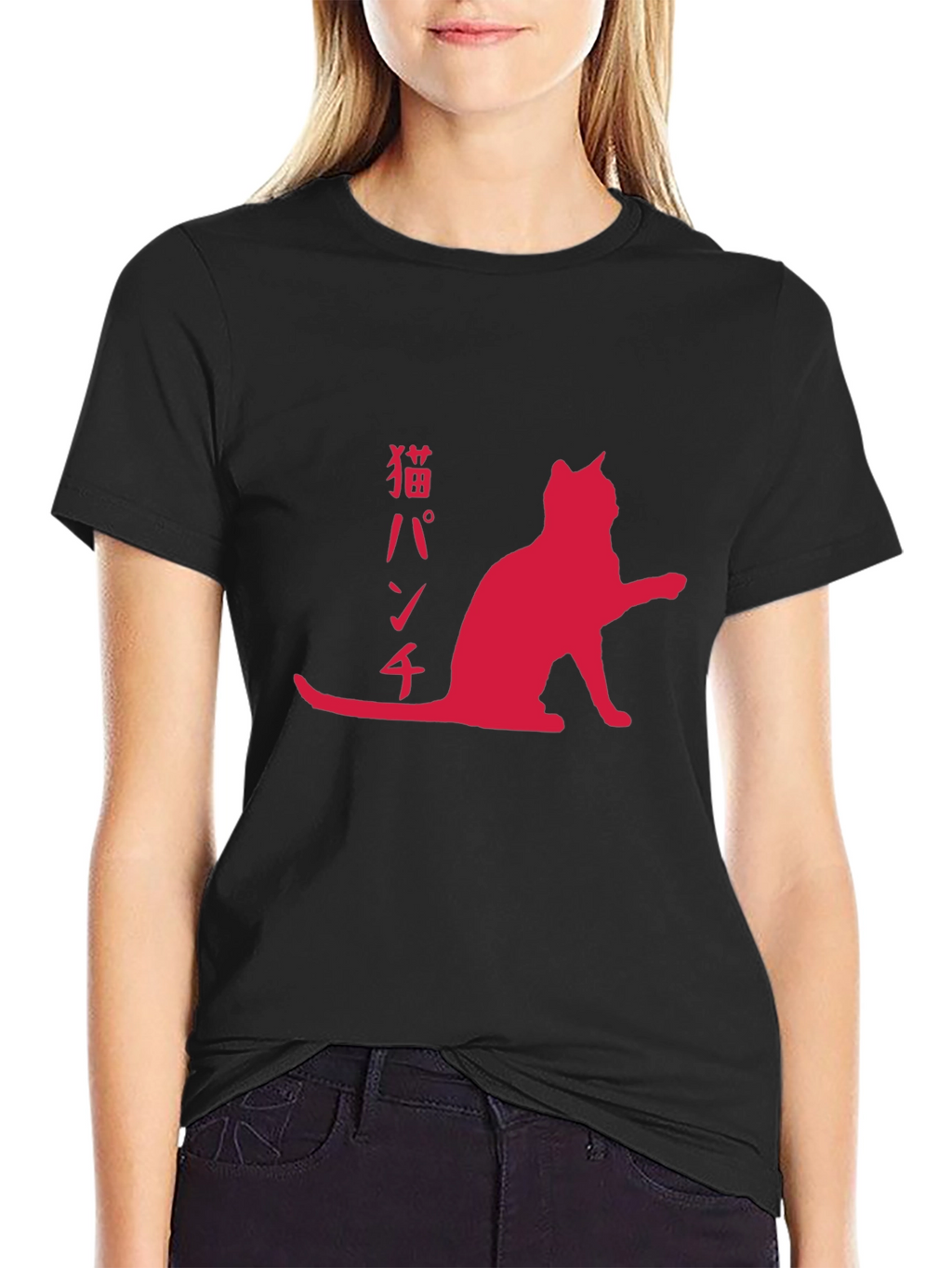 Cat Punch T-Shirt - Red Graphic Print
