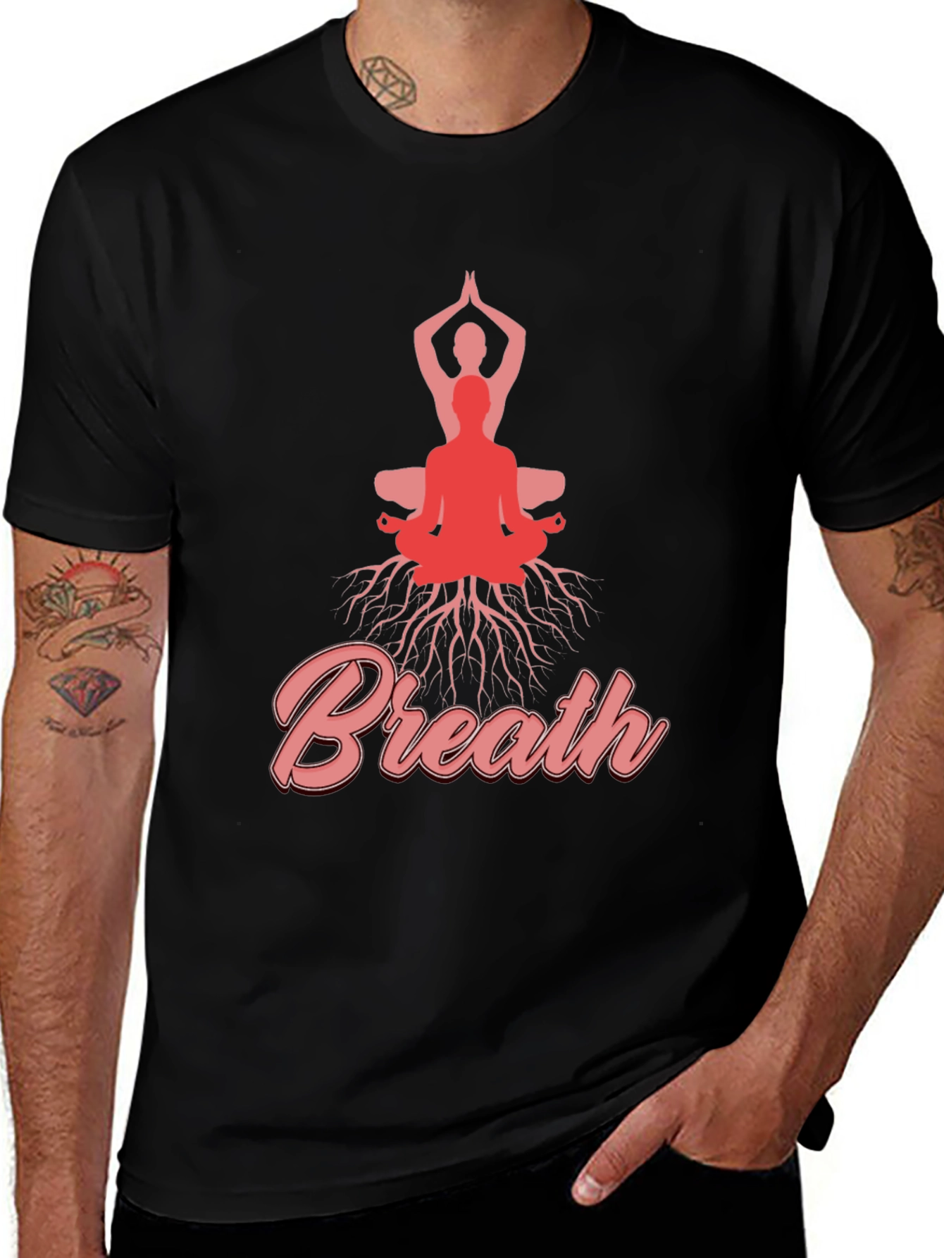 Breathe Yoga T-Shirt Meditative Design