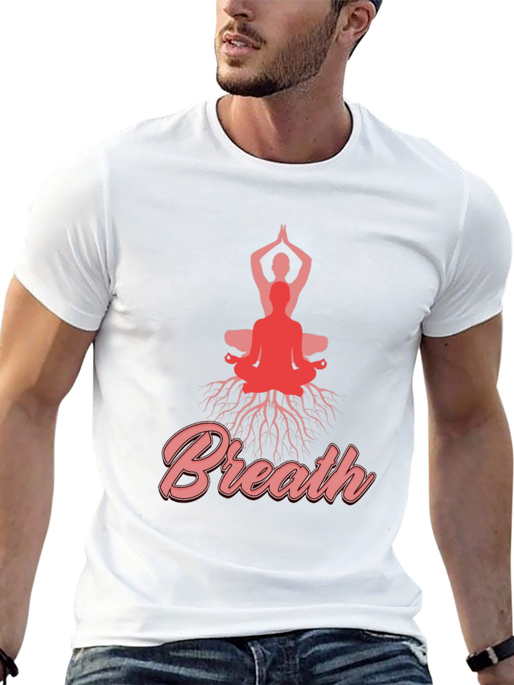 Breathe Yoga T-Shirt Meditative Design