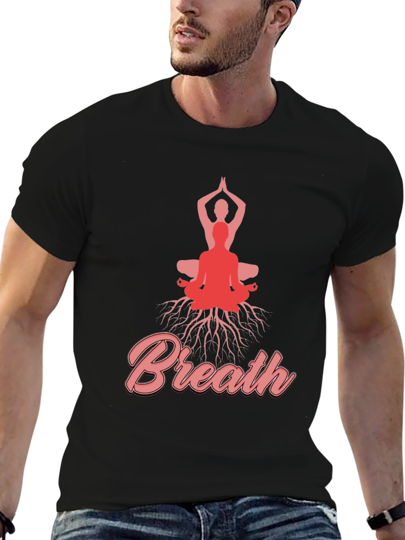 Breathe Yoga T-Shirt Meditative Design