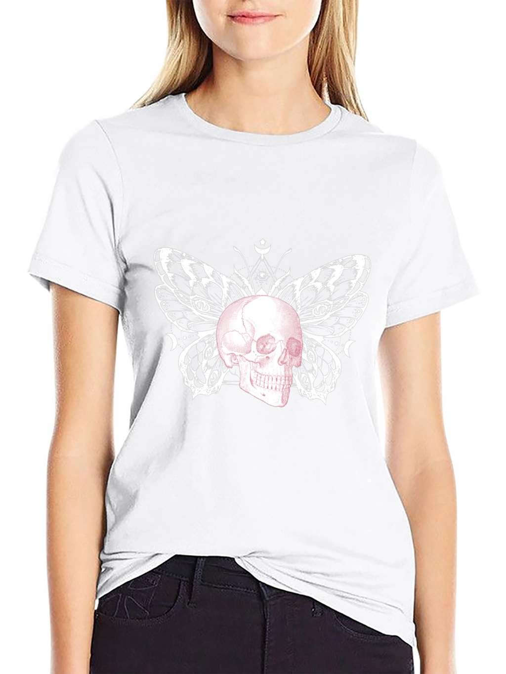 Skull Butterfly Graphic Tee - Black