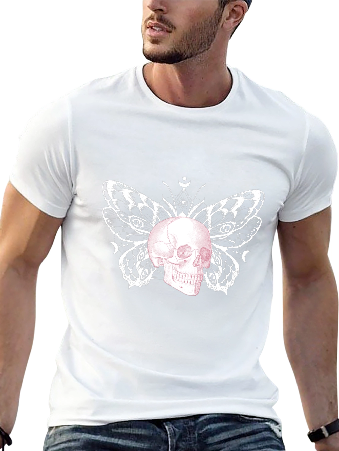 Skull Butterfly Graphic Tee - Black