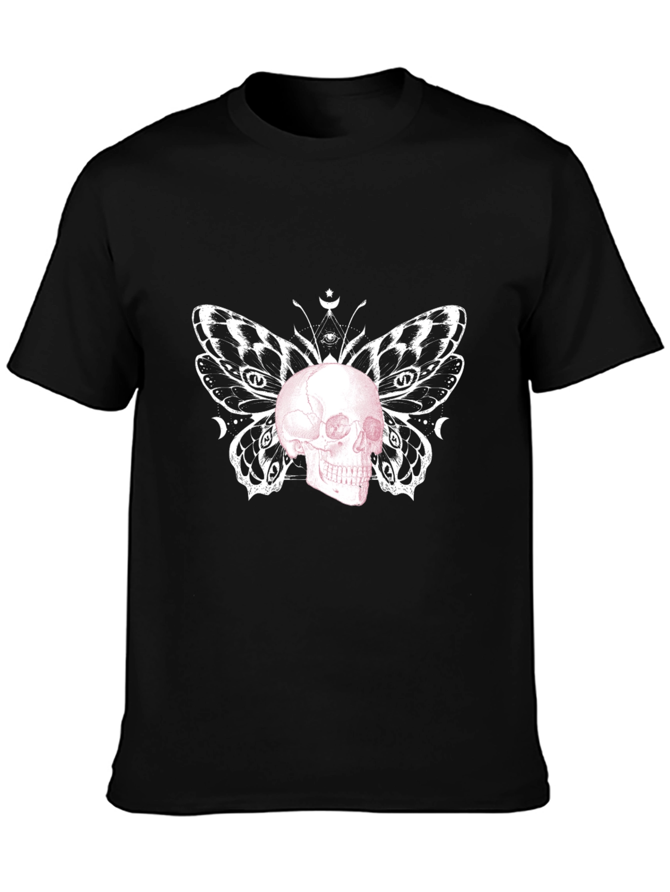Skull Butterfly Graphic Tee - Black