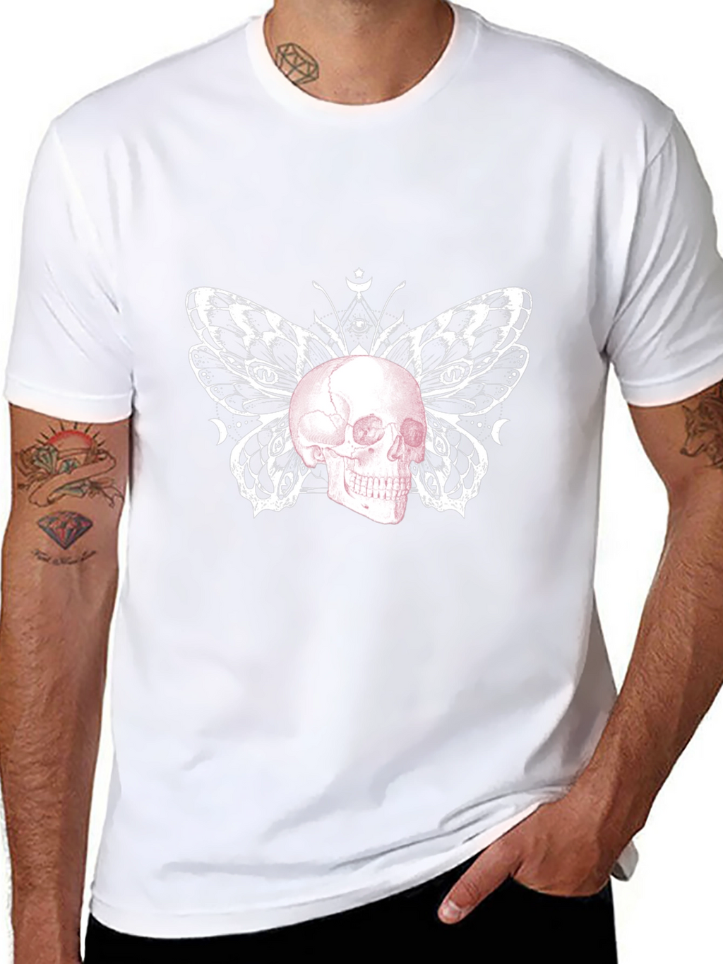 Skull Butterfly Graphic Tee - Black