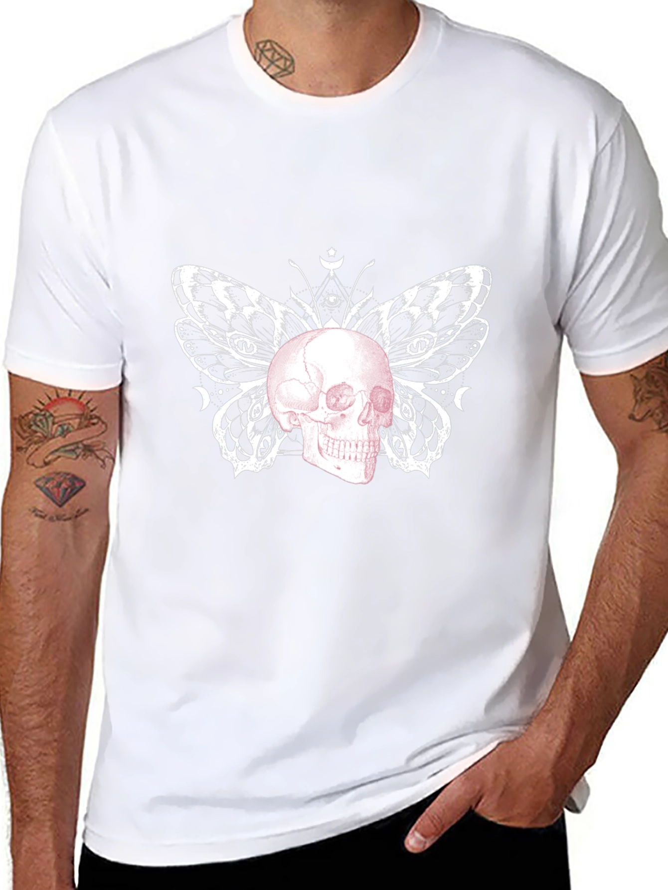 Skull Butterfly Graphic Tee - Black