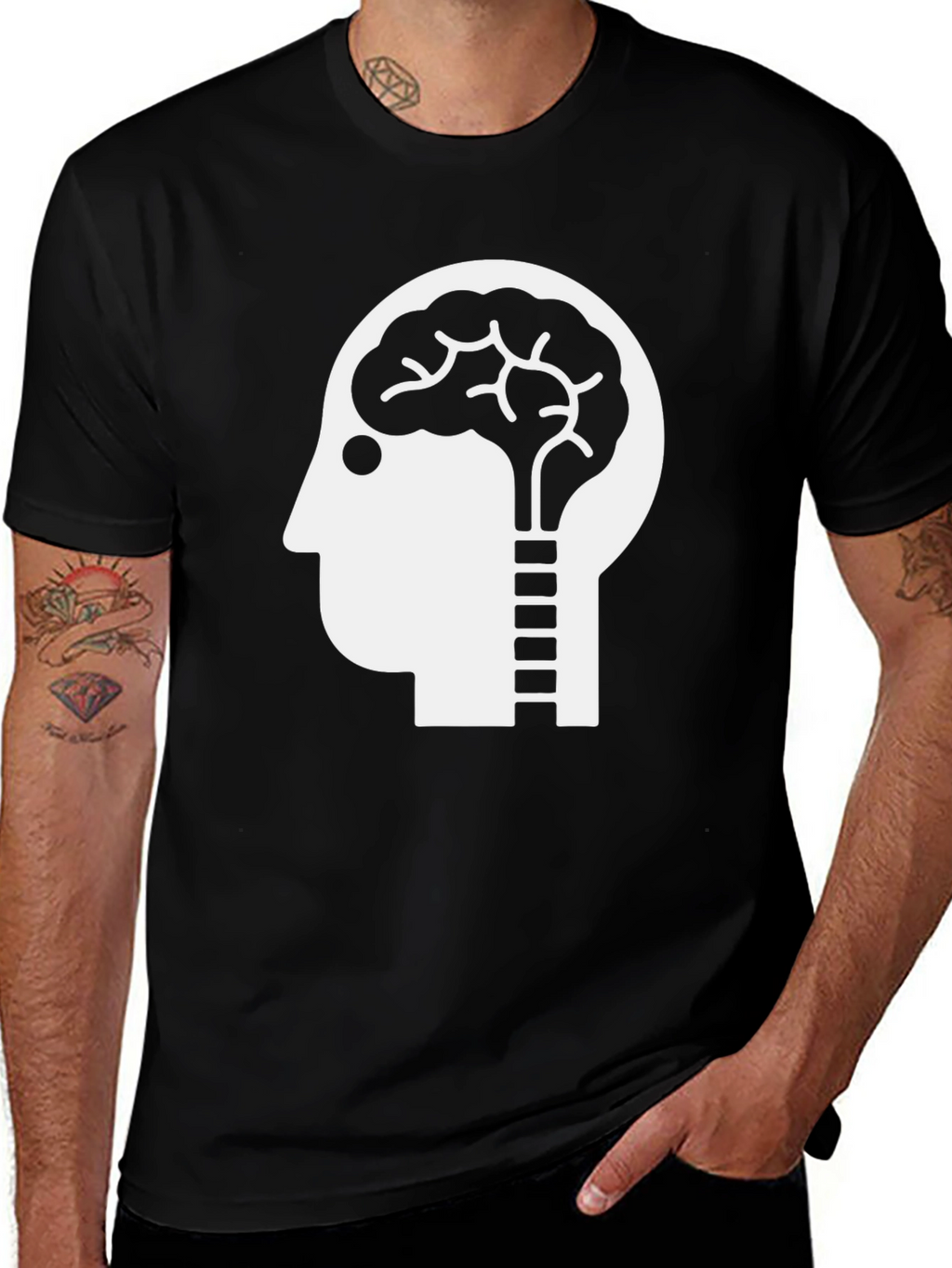 Brainy Head T-Shirt - Black Graphic Tee