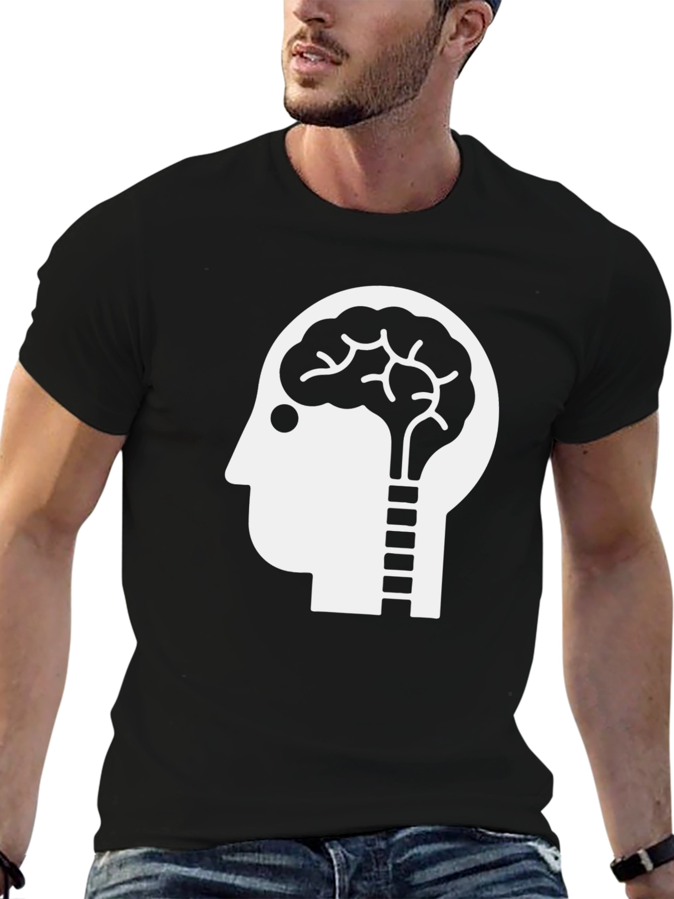 Brainy Head T-Shirt - Black Graphic Tee
