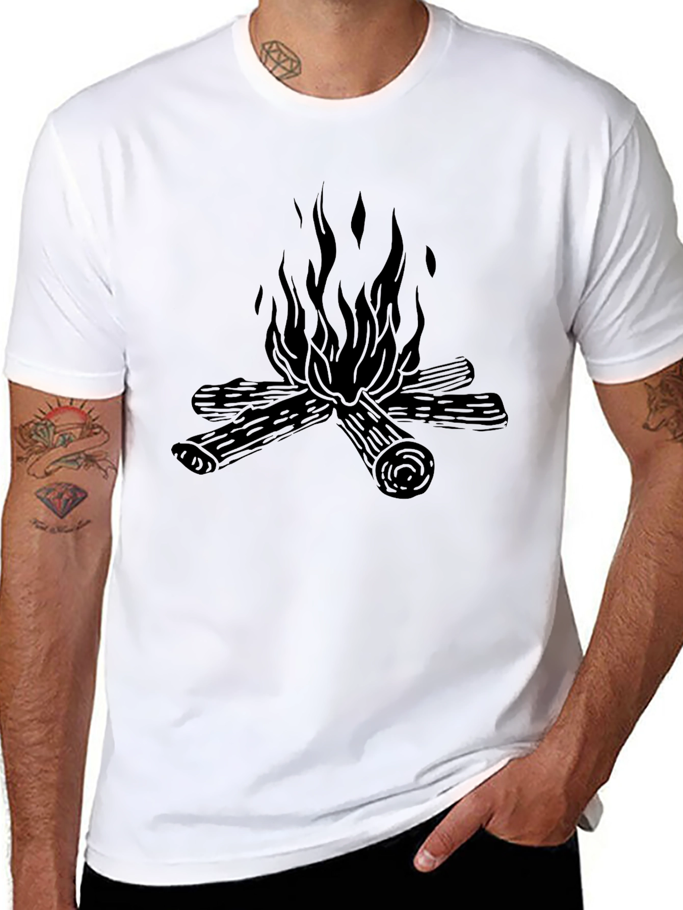 Campfire Graphic Tee - Soft Black Cotton T-Shirt