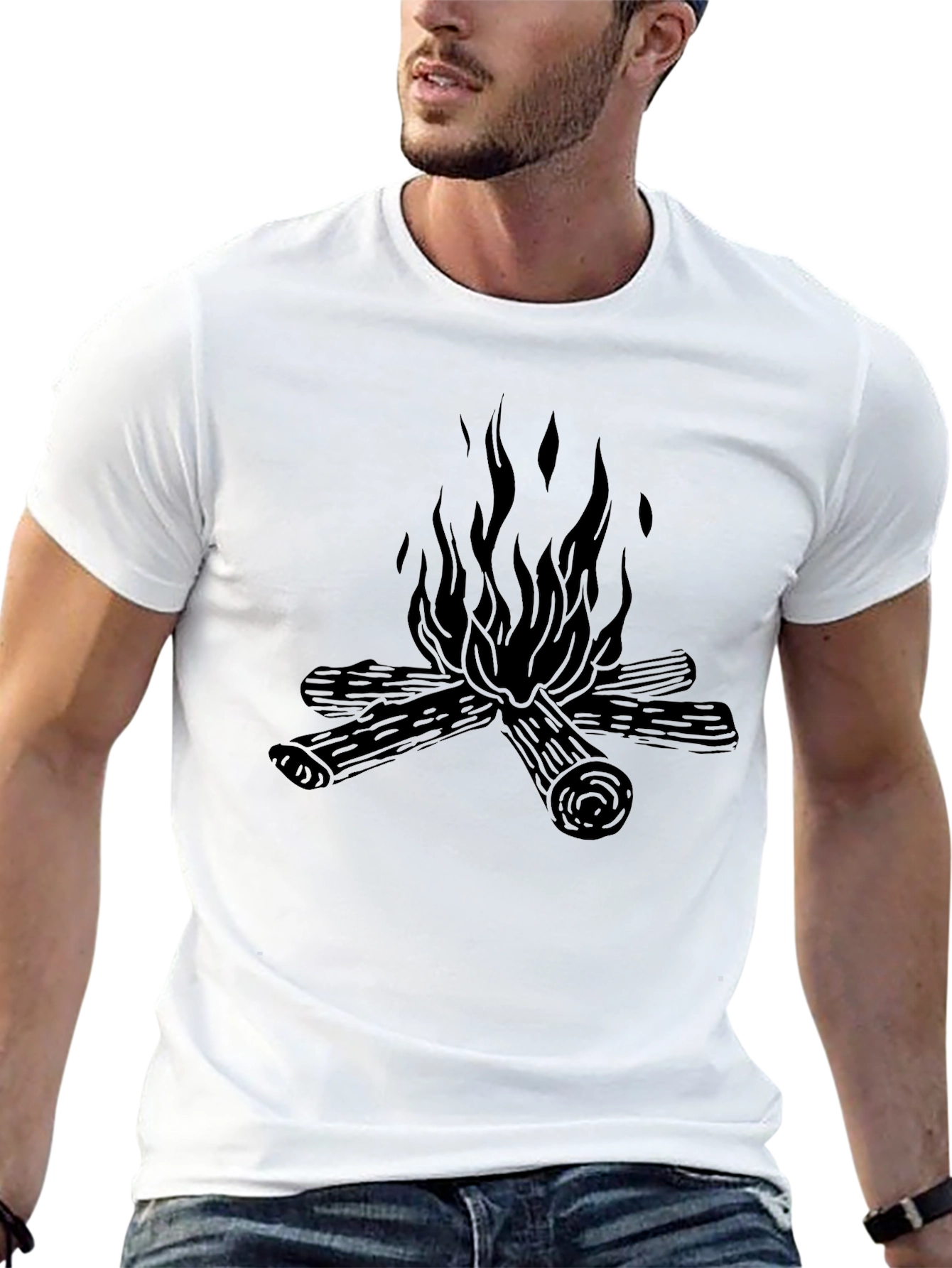 Campfire Graphic Tee - Soft Black Cotton T-Shirt