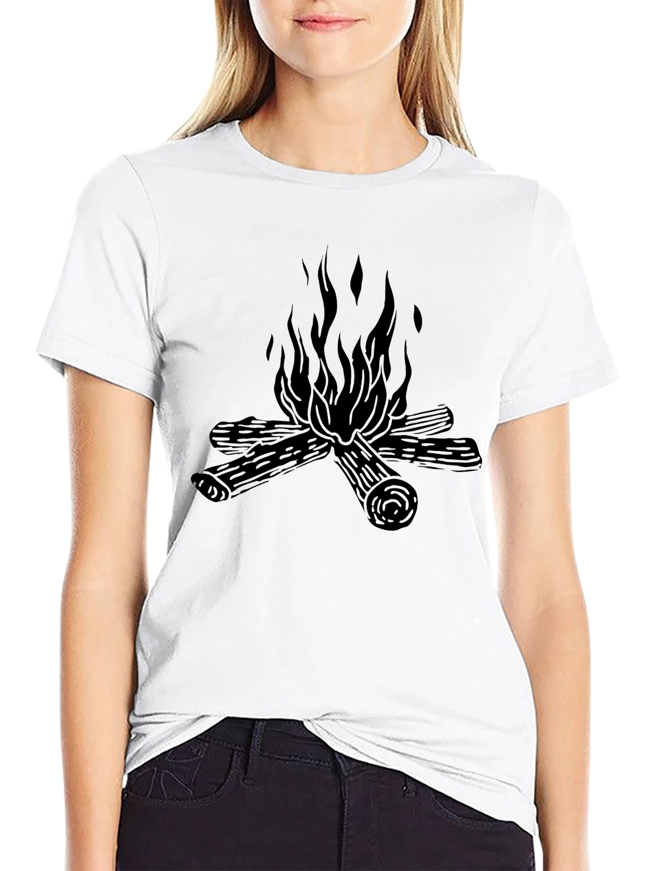 Campfire Graphic Tee - Soft Black Cotton T-Shirt