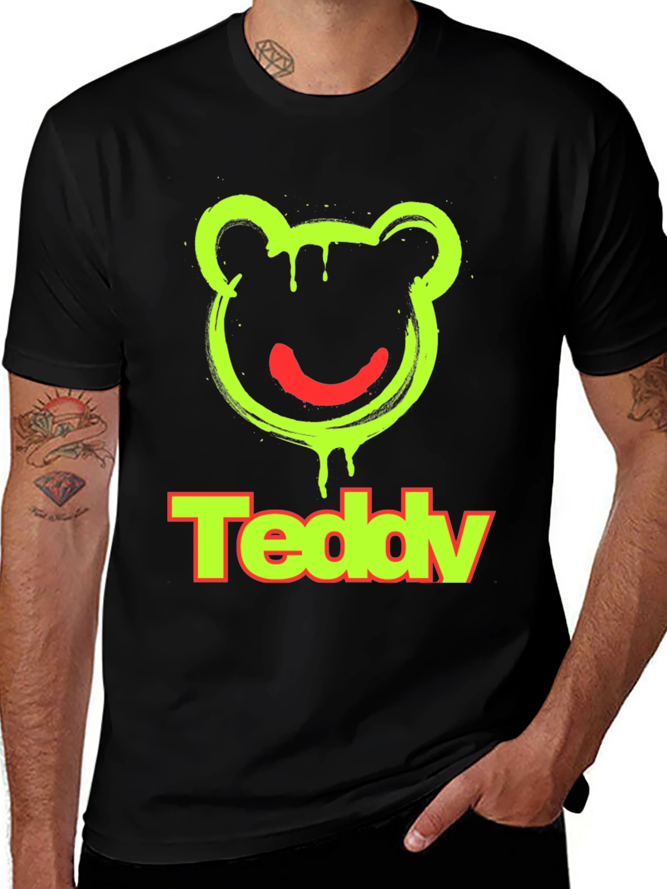 Teddy Bear Graphic Tee -  Modern Crewneck T-Shirt