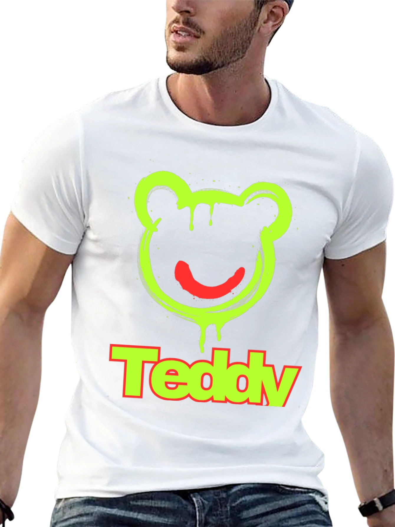 Teddy Bear Graphic Tee -  Modern Crewneck T-Shirt