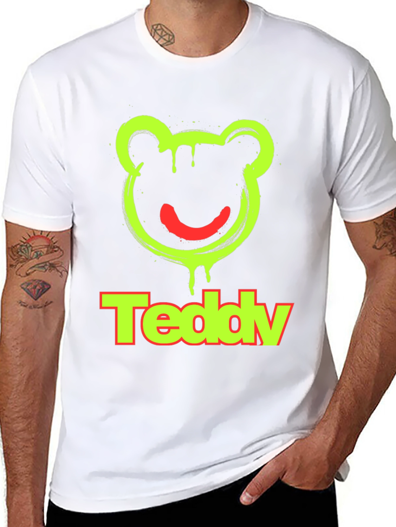 Teddy Bear Graphic Tee -  Modern Crewneck T-Shirt
