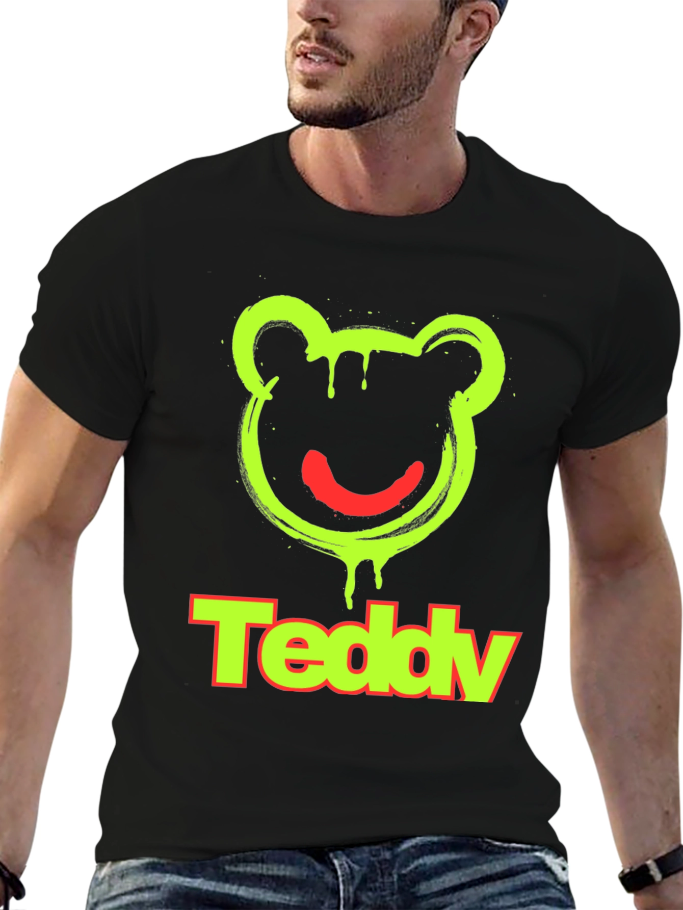 Teddy Bear Graphic Tee -  Modern Crewneck T-Shirt