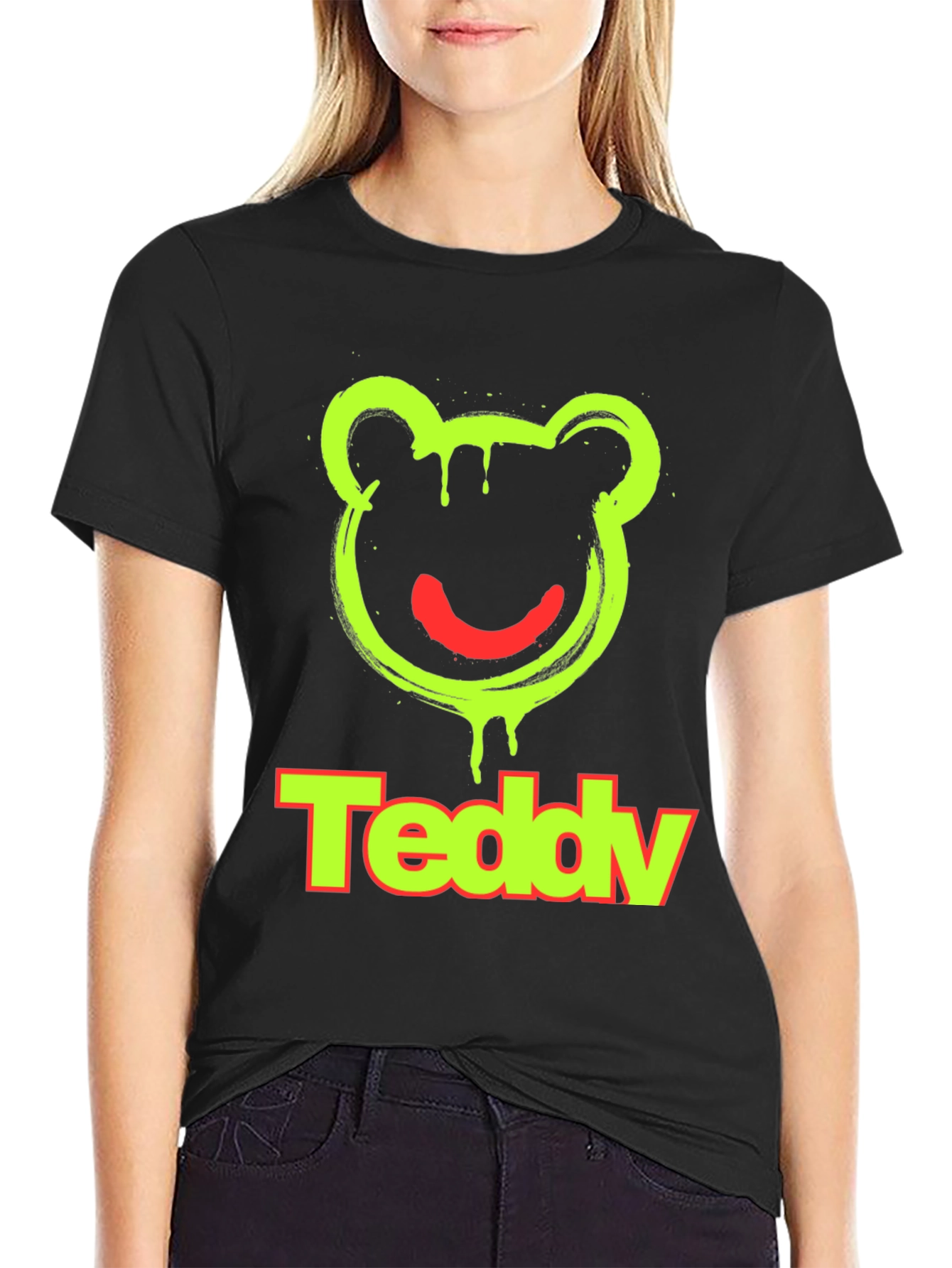 Teddy Bear Graphic Tee -  Modern Crewneck T-Shirt