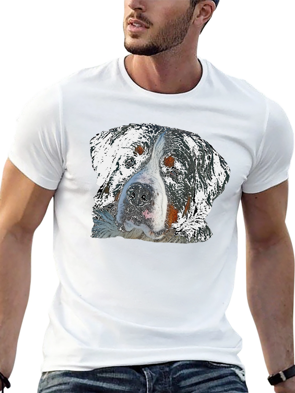 Dog Graphic Black T-Shirt for Men