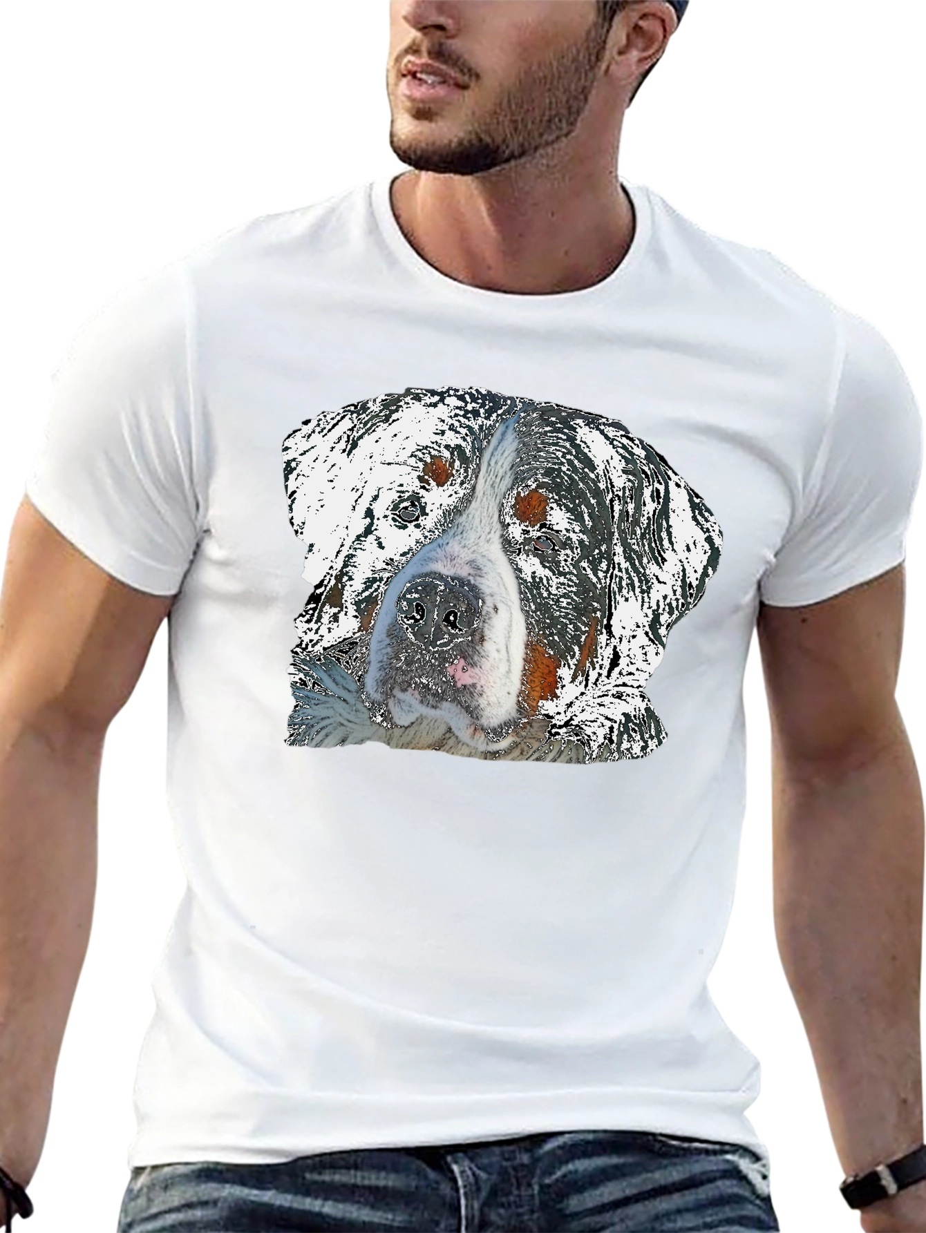 Dog Graphic Black T-Shirt for Men