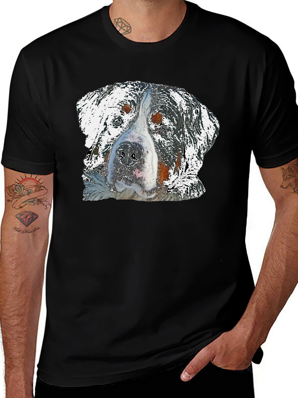 Dog Graphic Black T-Shirt for Men