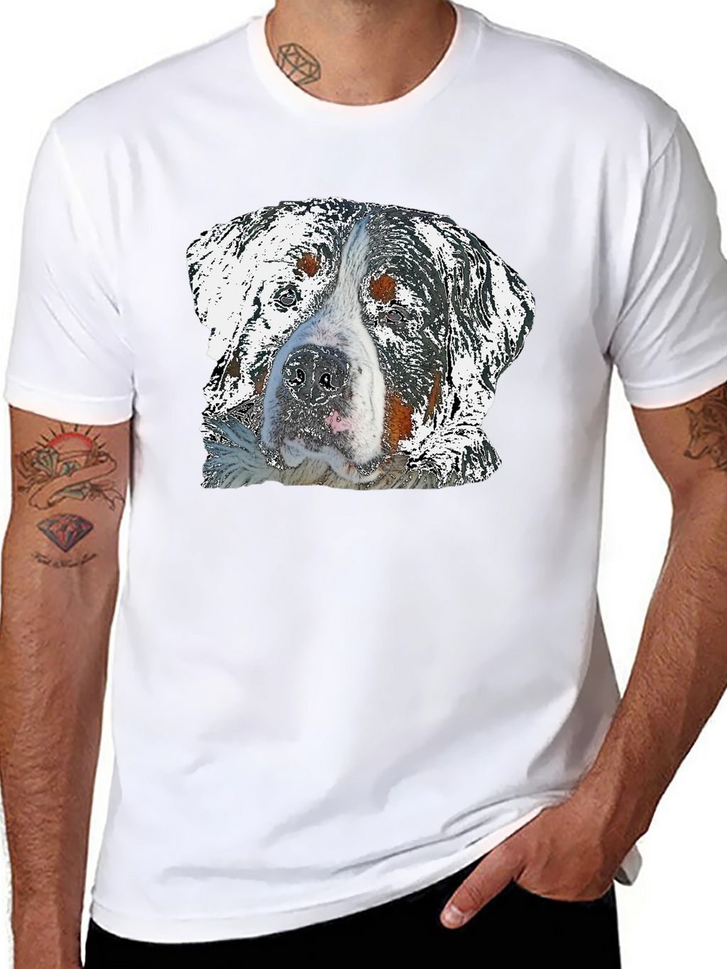 Dog Graphic Black T-Shirt for Men