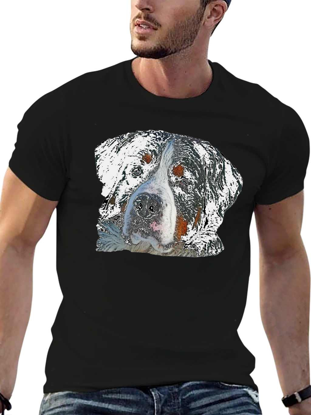 Dog Graphic Black T-Shirt for Men