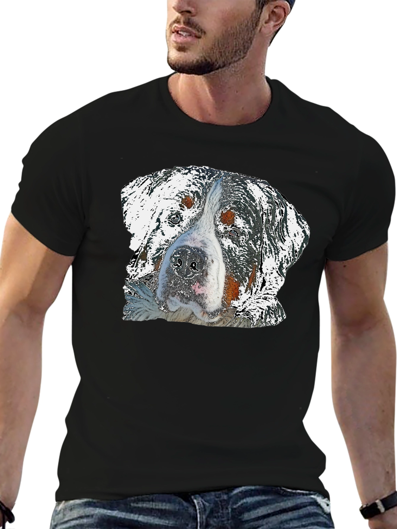 Dog Graphic Black T-Shirt for Men