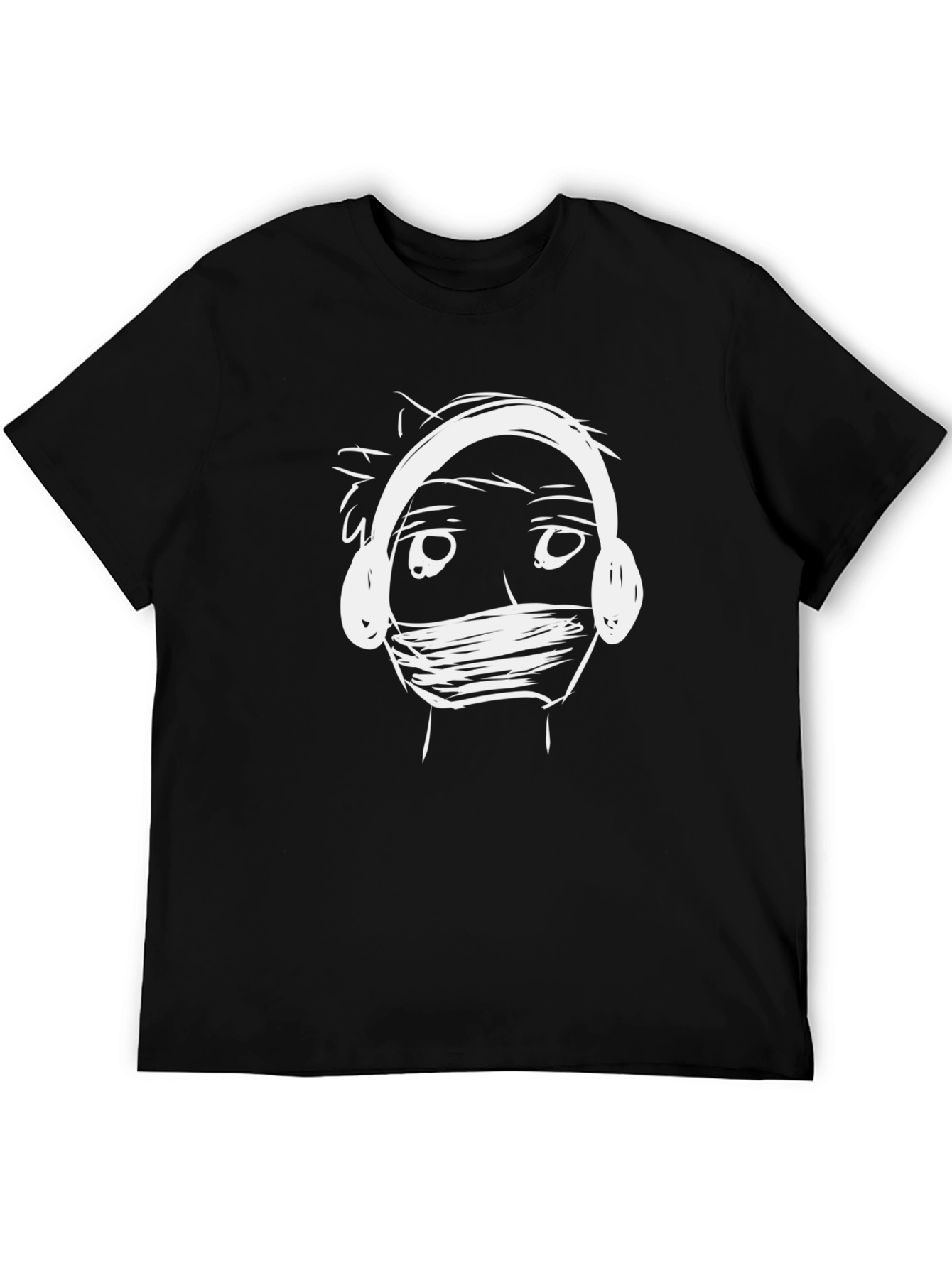 Abstract Doodle Graphic Black T-Shirt