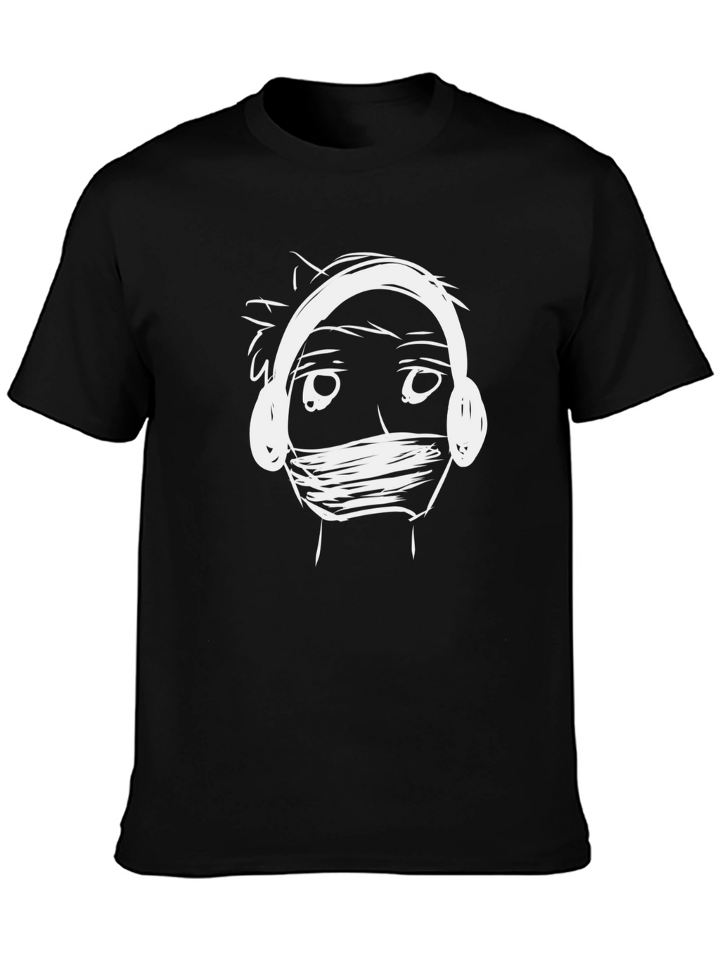Abstract Doodle Graphic Black T-Shirt