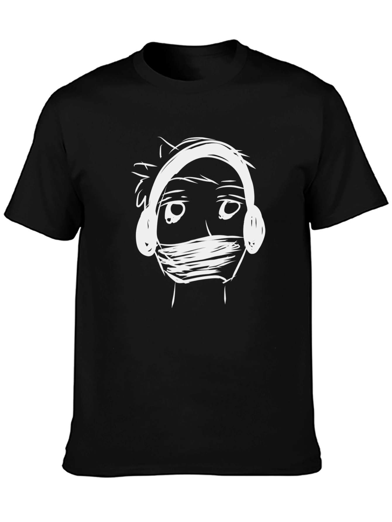 Abstract Doodle Graphic Black T-Shirt