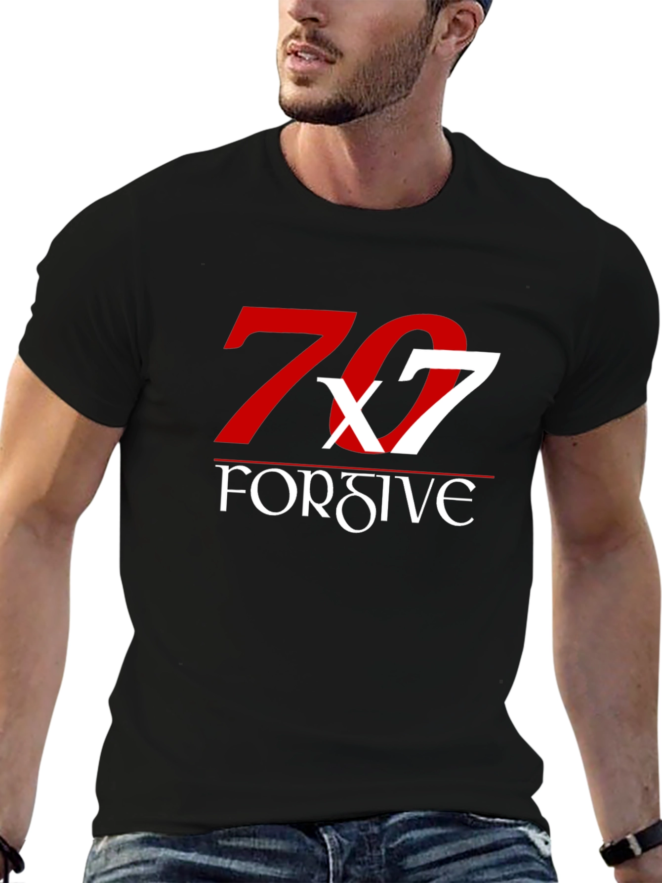 70x7 Forgive Graphic Tee - Soft Black Cotton
