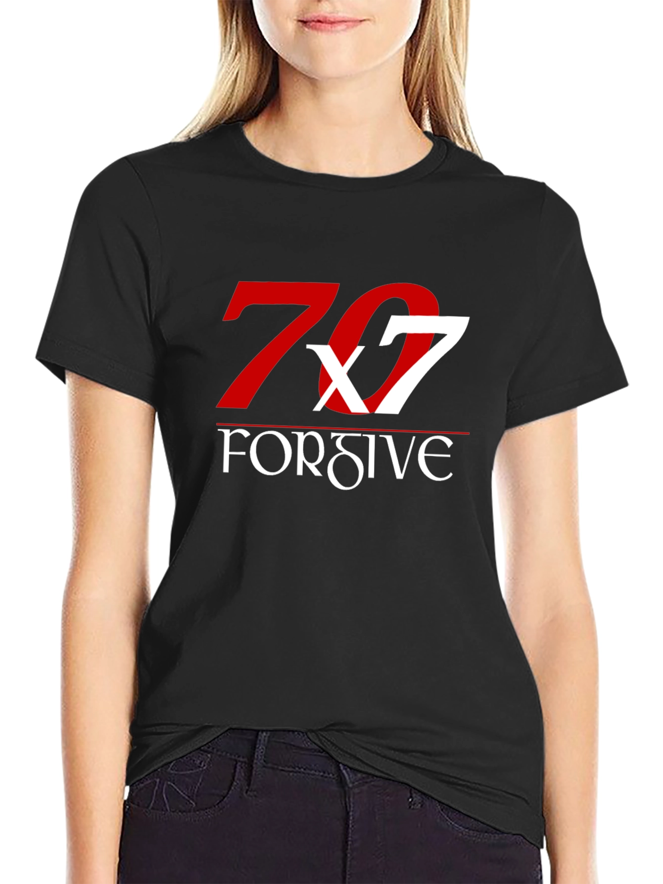 70x7 Forgive Graphic Tee - Soft Black Cotton