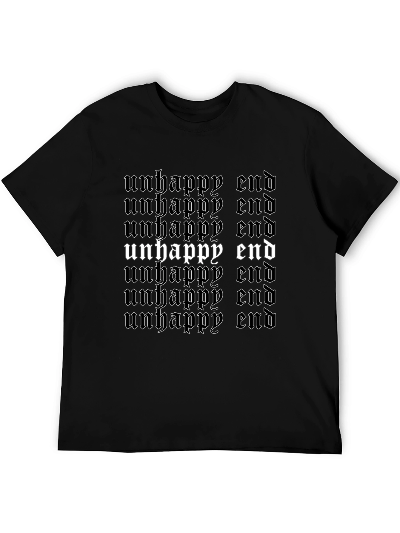 Unhappy End Graphic Tee - Gothic Style Black T-Shirt