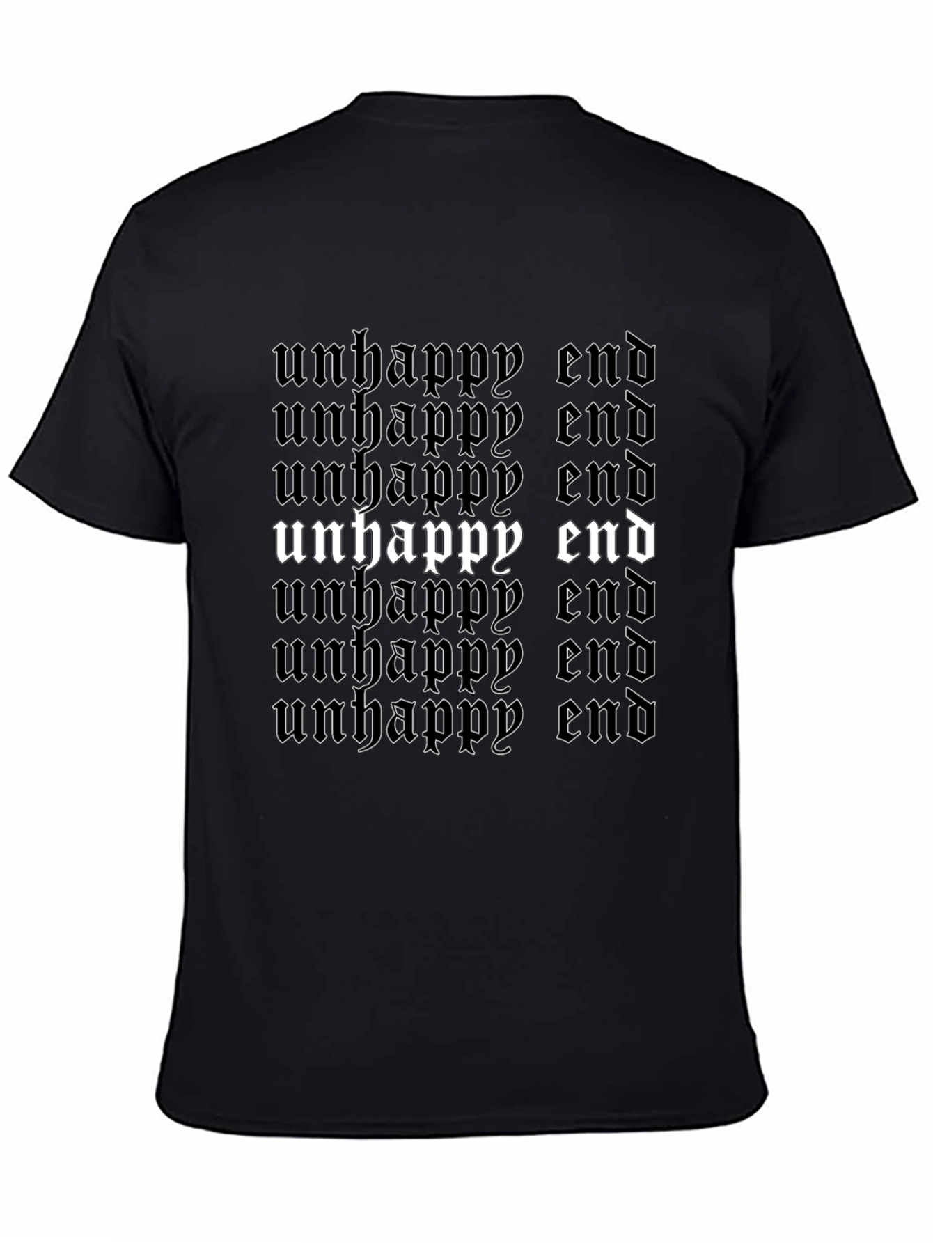 Unhappy End Graphic Tee - Gothic Style Black T-Shirt