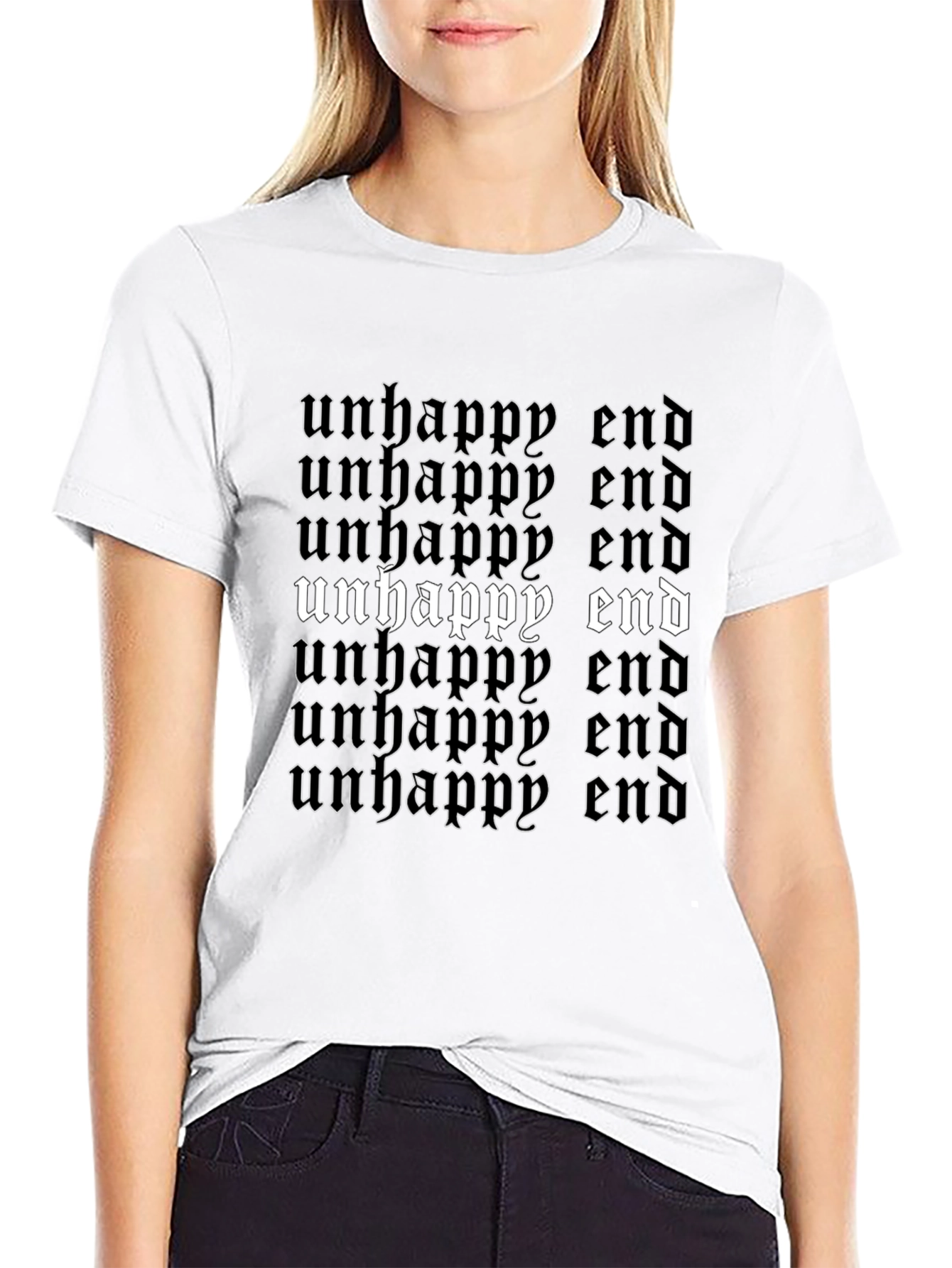 Unhappy End Graphic Tee - Gothic Style Black T-Shirt