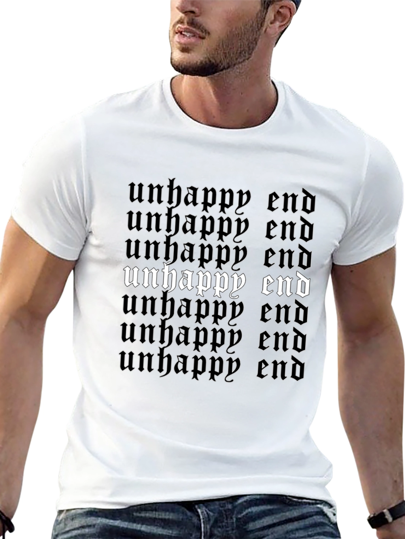 Unhappy End Graphic Tee - Gothic Style Black T-Shirt
