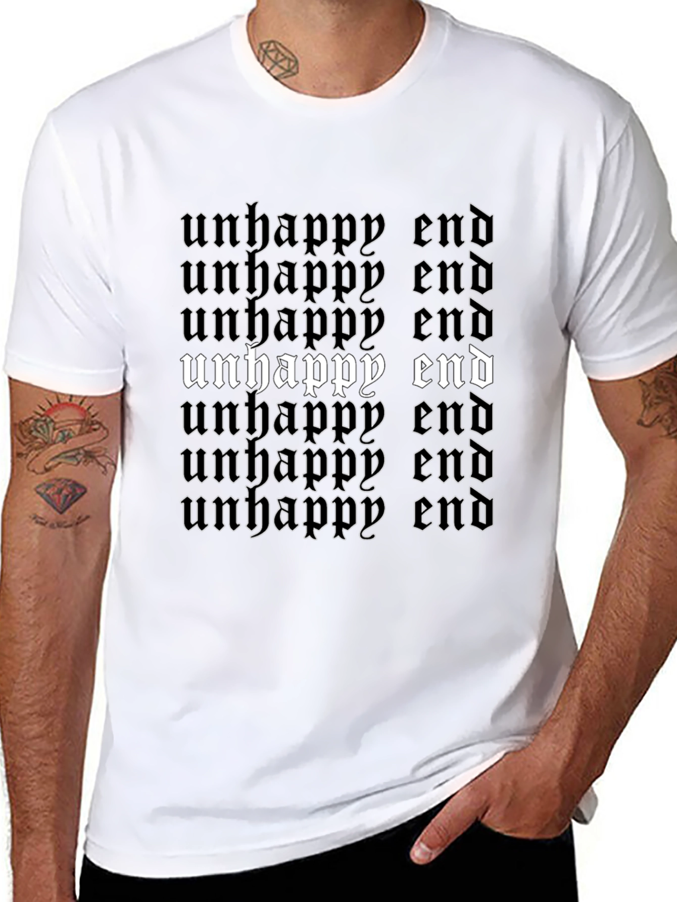 Unhappy End Graphic Tee - Gothic Style Black T-Shirt