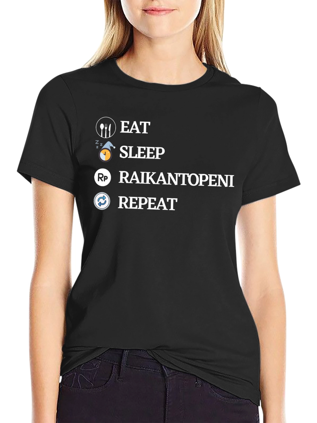 Eat Sleep Raikantopeni Repeat Black T-Shirt
