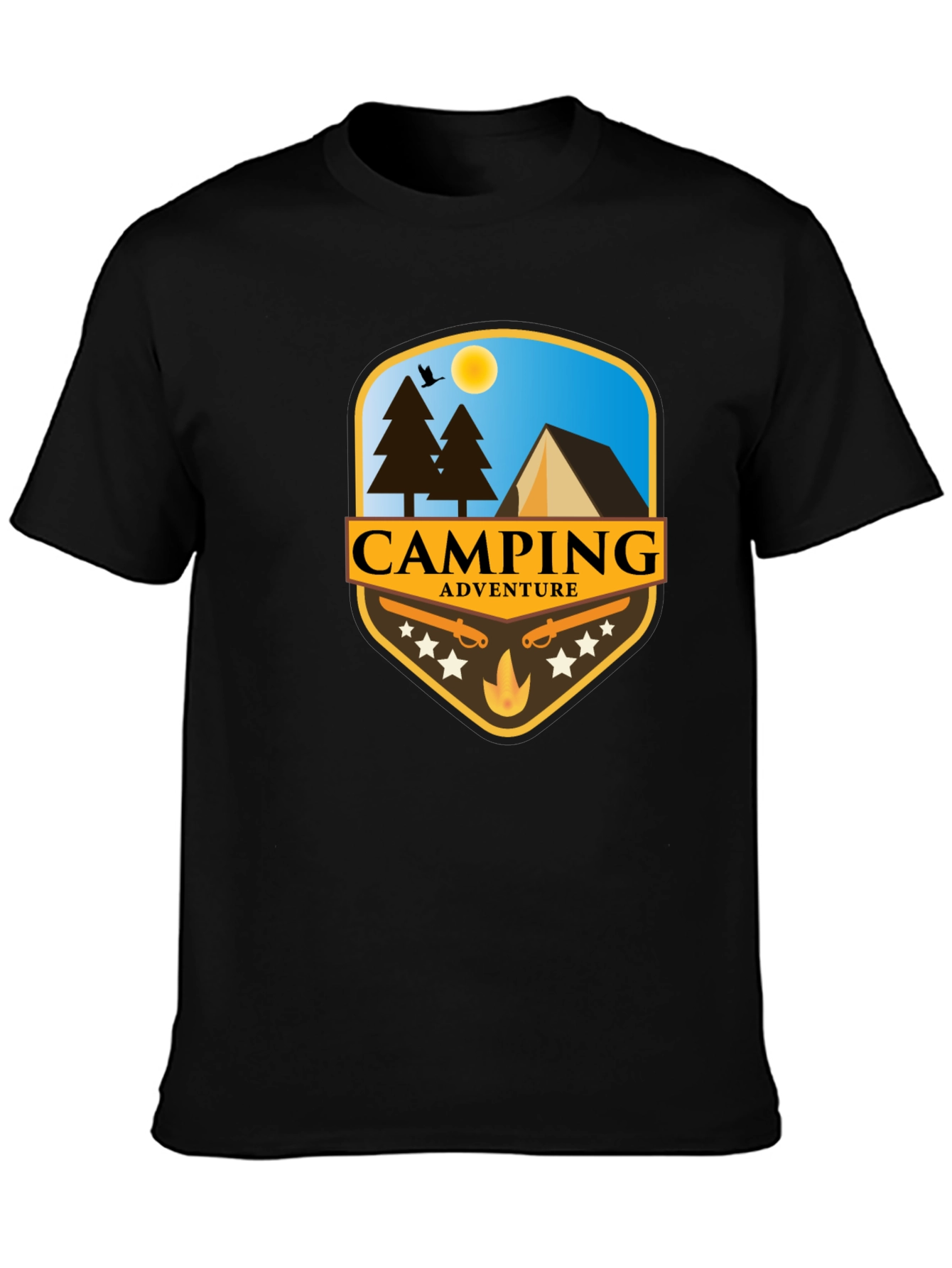 Camping Adventure Black T-Shirt