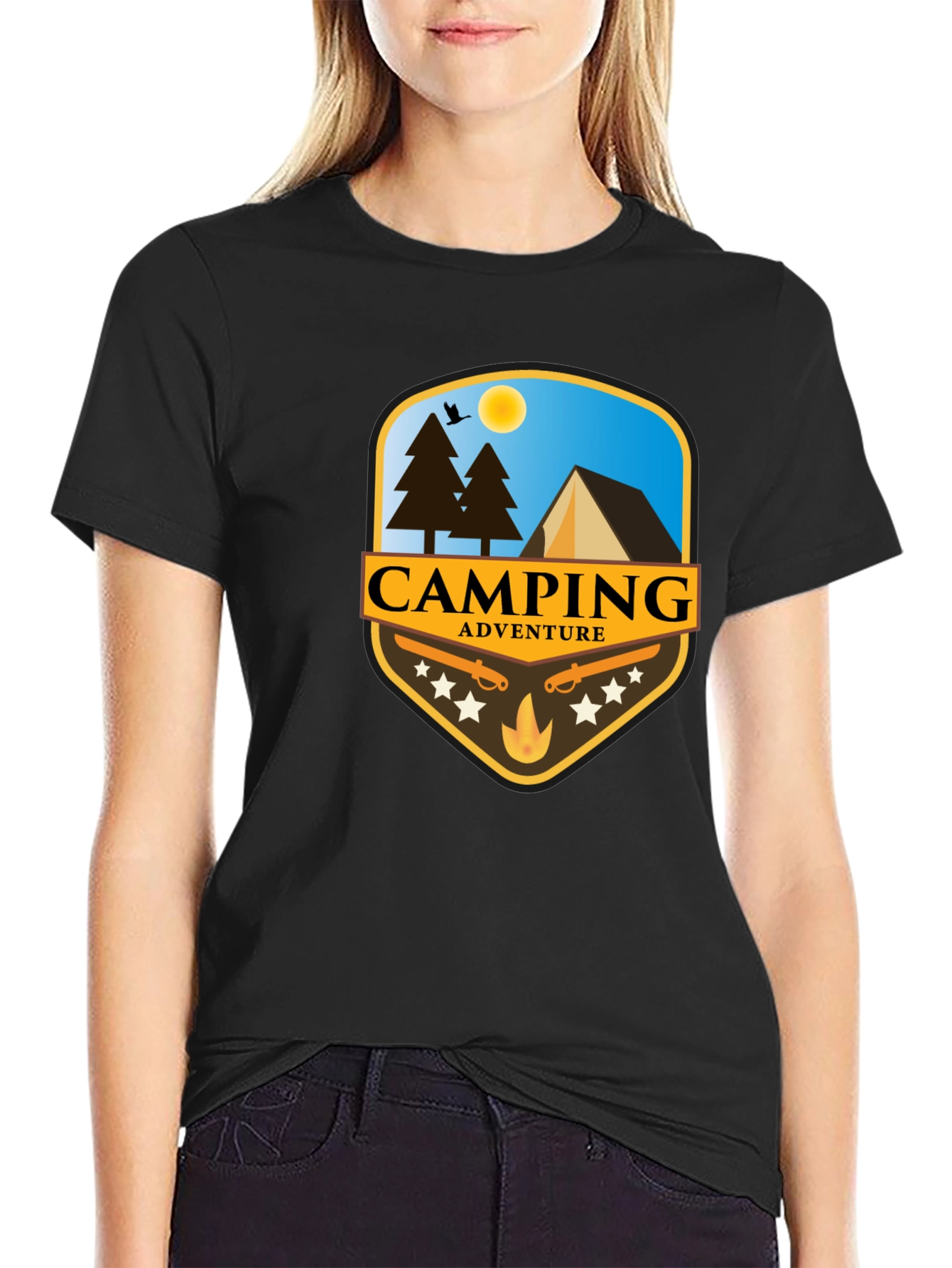 Camping Adventure Black T-Shirt
