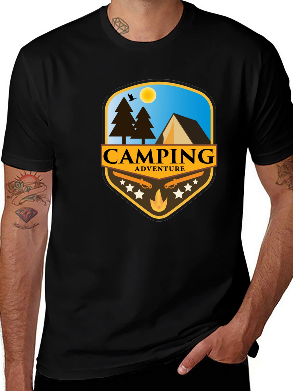 Camping Adventure Black T-Shirt