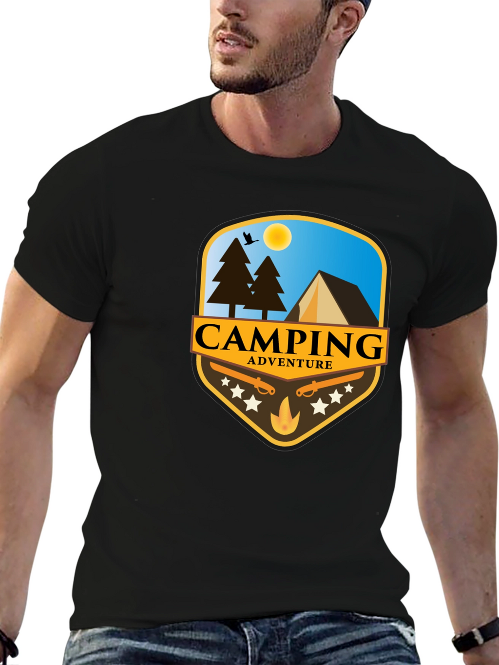 Camping Adventure Black T-Shirt