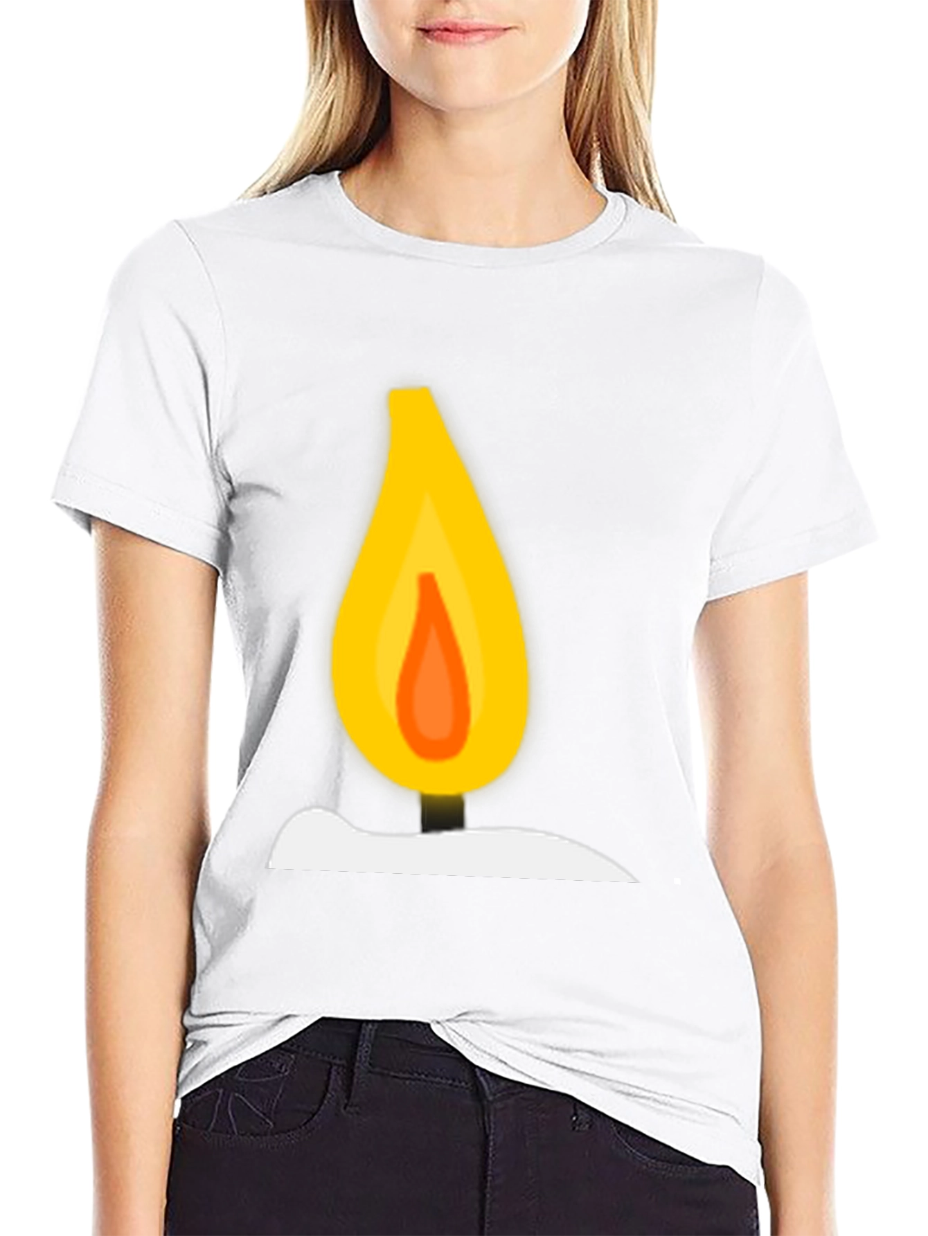 Candle Flame Graphic T-Shirt - Black