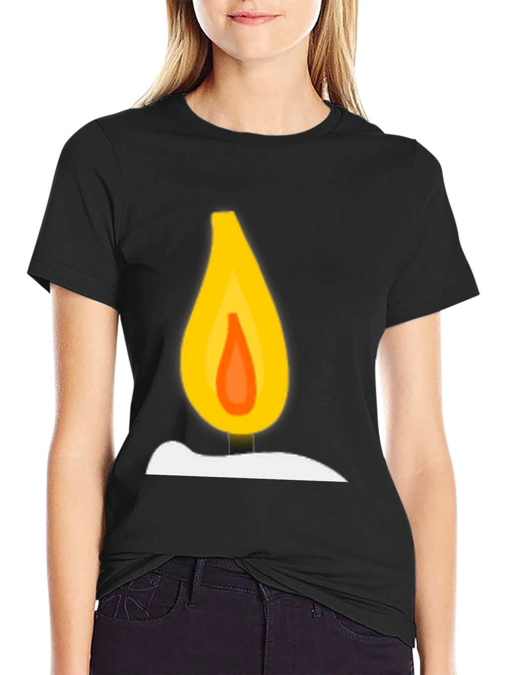 Candle Flame Graphic T-Shirt - Black