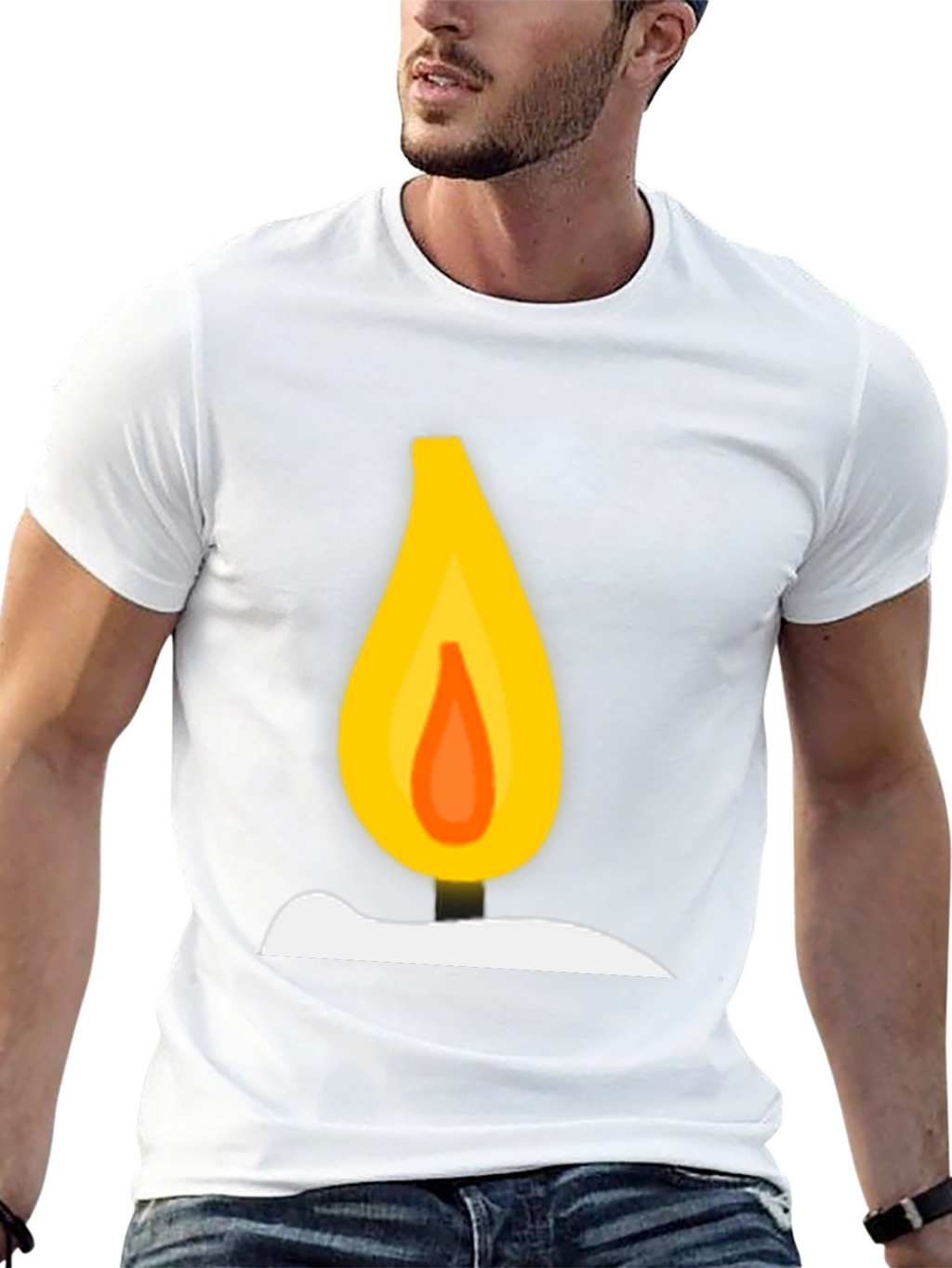 Candle Flame Graphic T-Shirt - Black