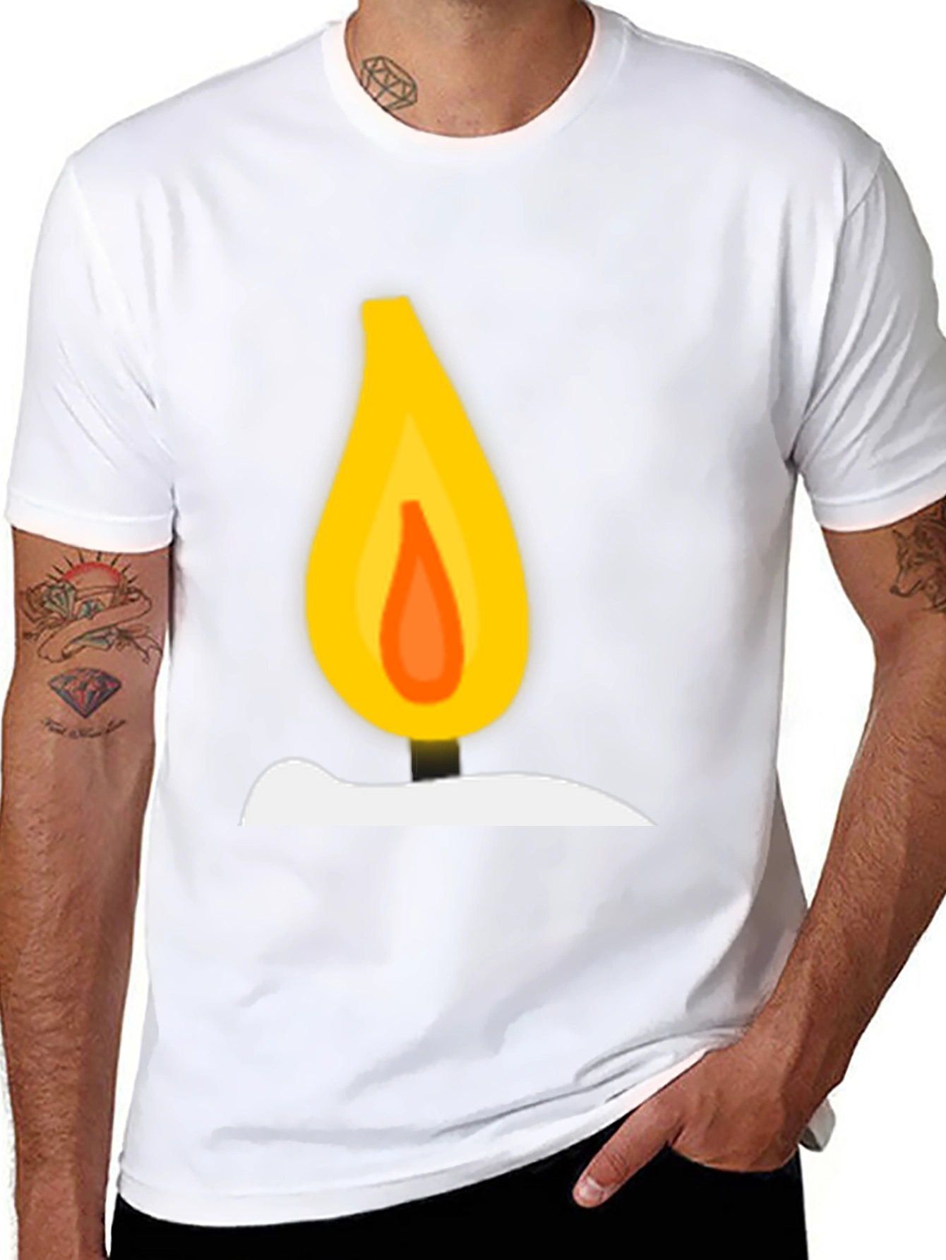 Candle Flame Graphic T-Shirt - Black