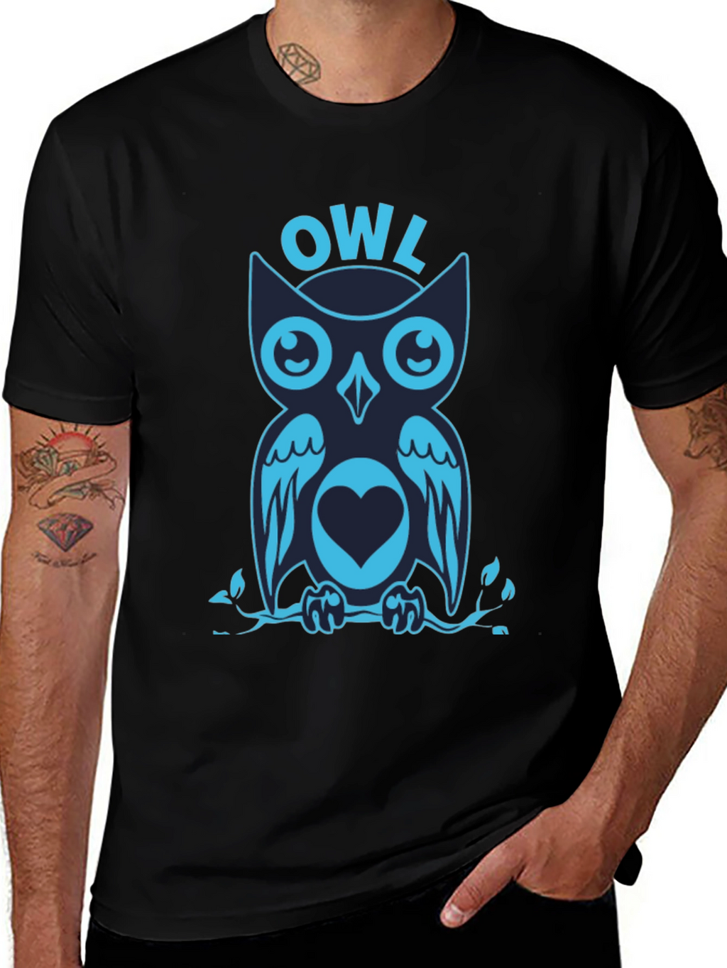 Cool Owl Graphic Print Tee Shirt