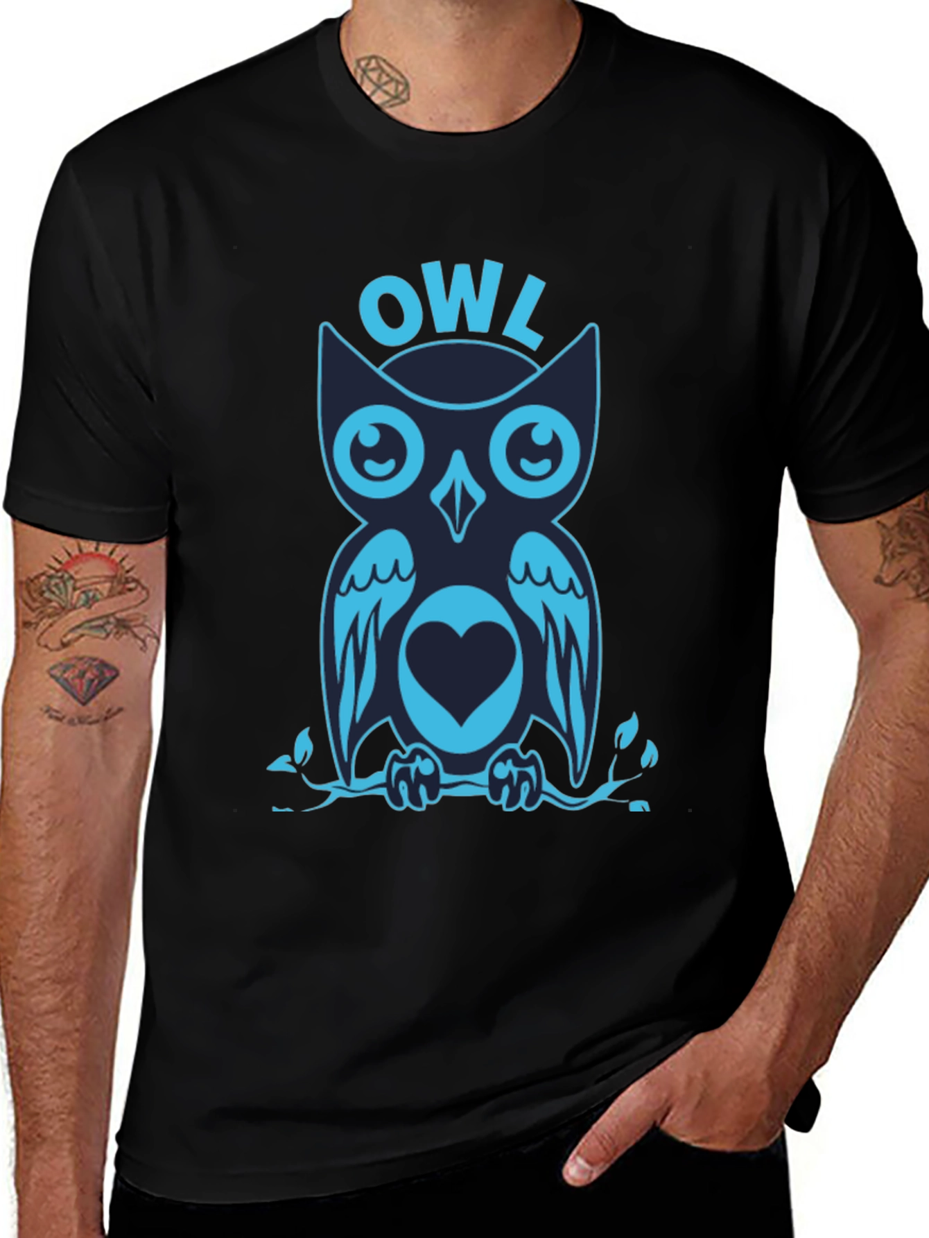 Cool Owl Graphic Print Tee Shirt