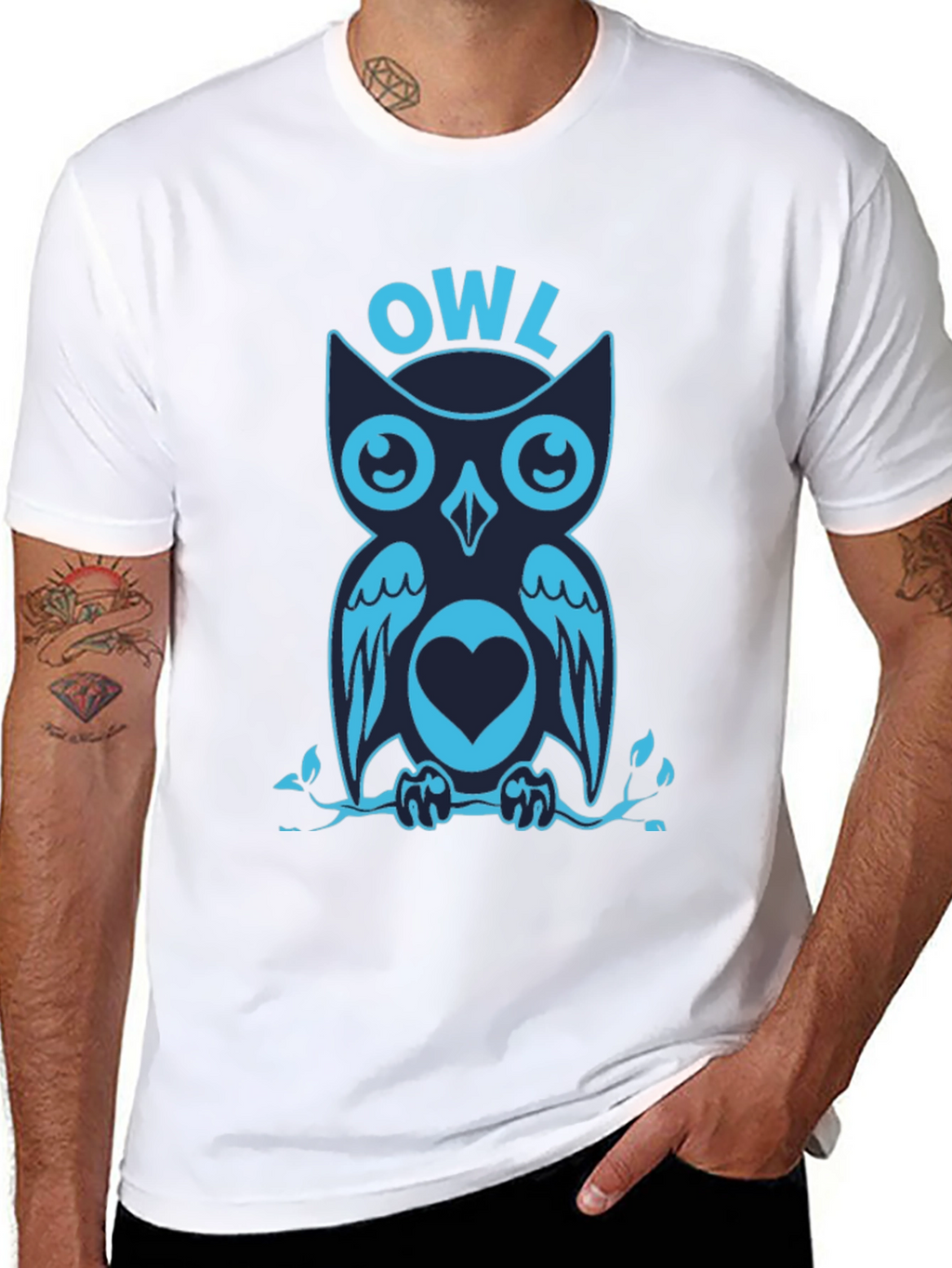 Cool Owl Graphic Print Tee Shirt