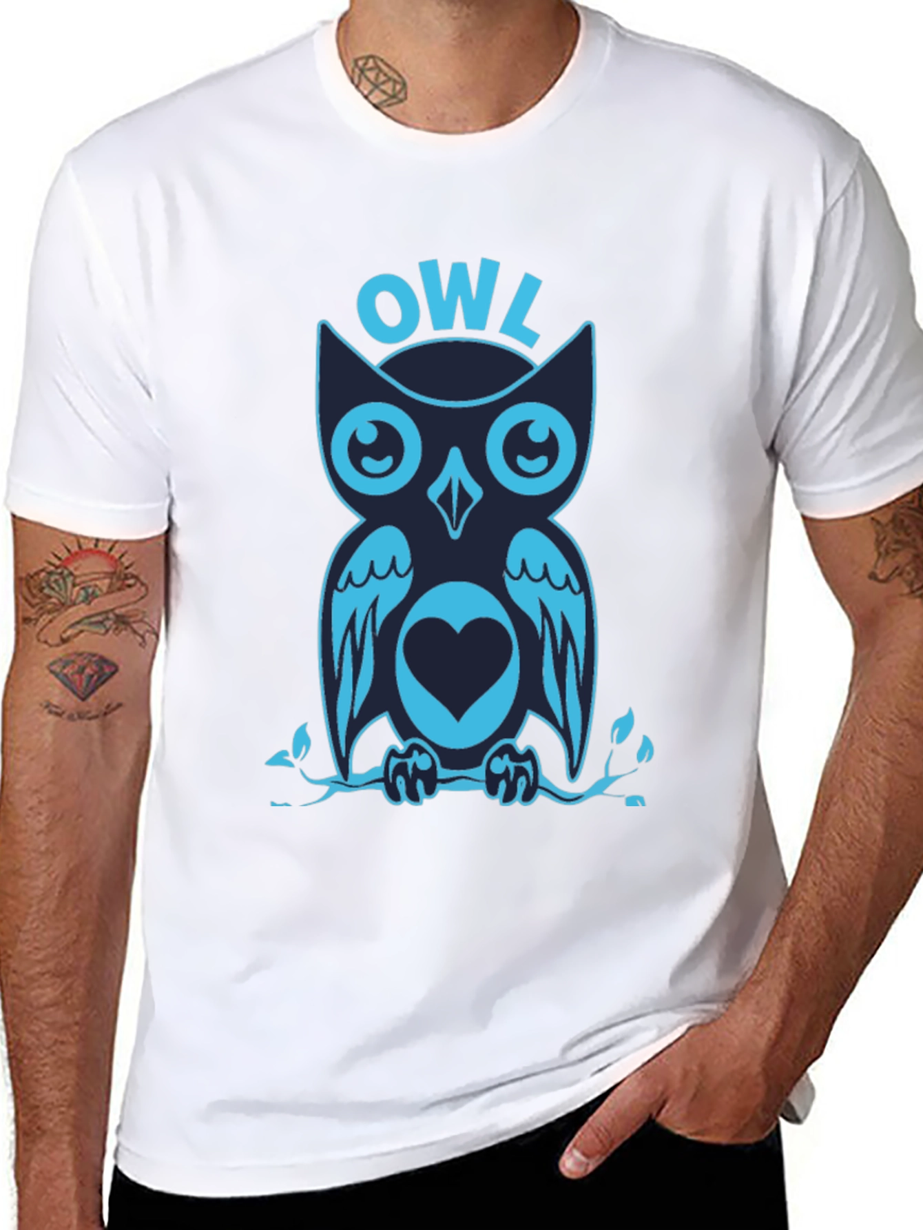 Cool Owl Graphic Print Tee Shirt